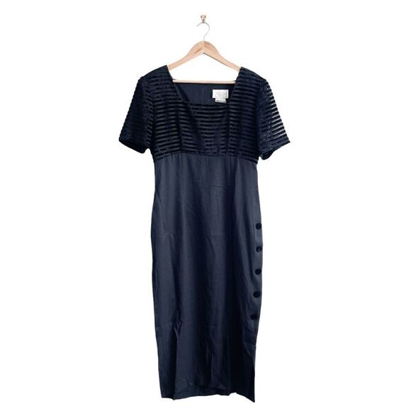 Beechers Brook Womens Midi Dress Short Sleeve Black Size 10 LBD - Picture 1 of 7